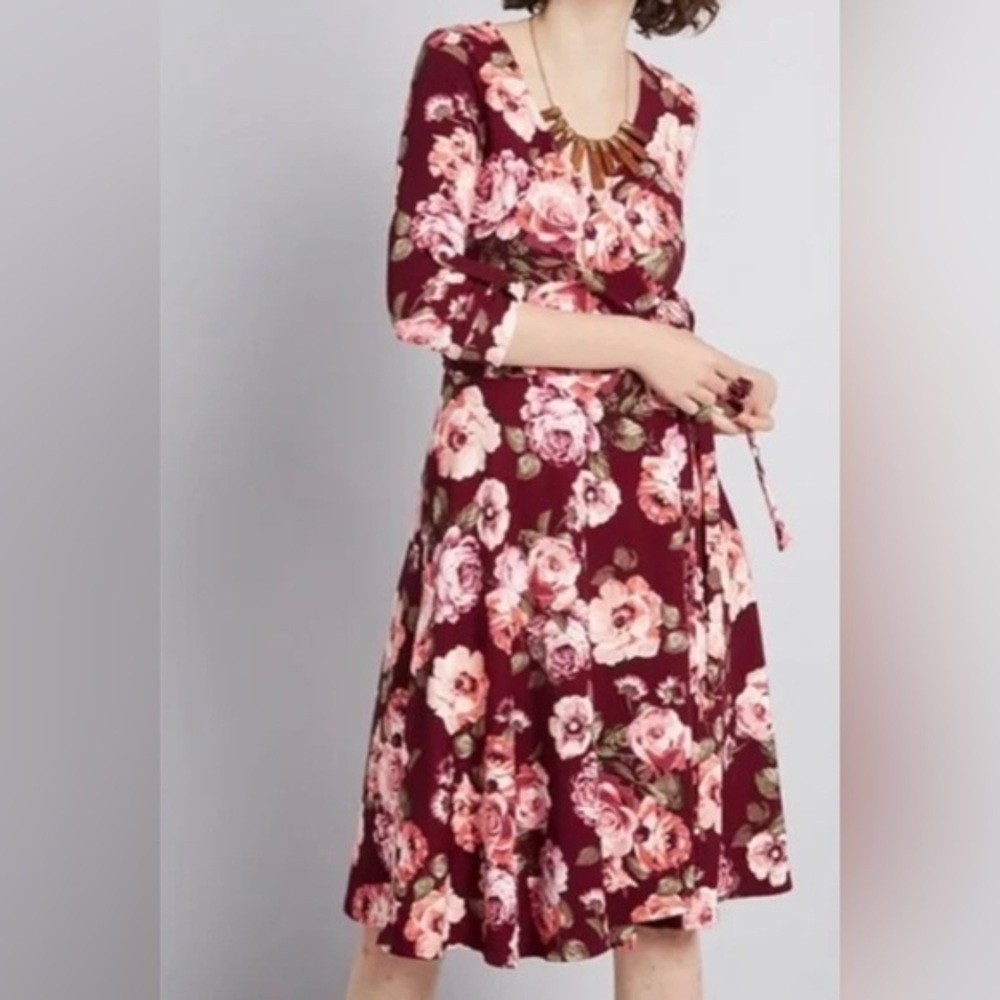 ModCloth Red Floral Dress Size XXS